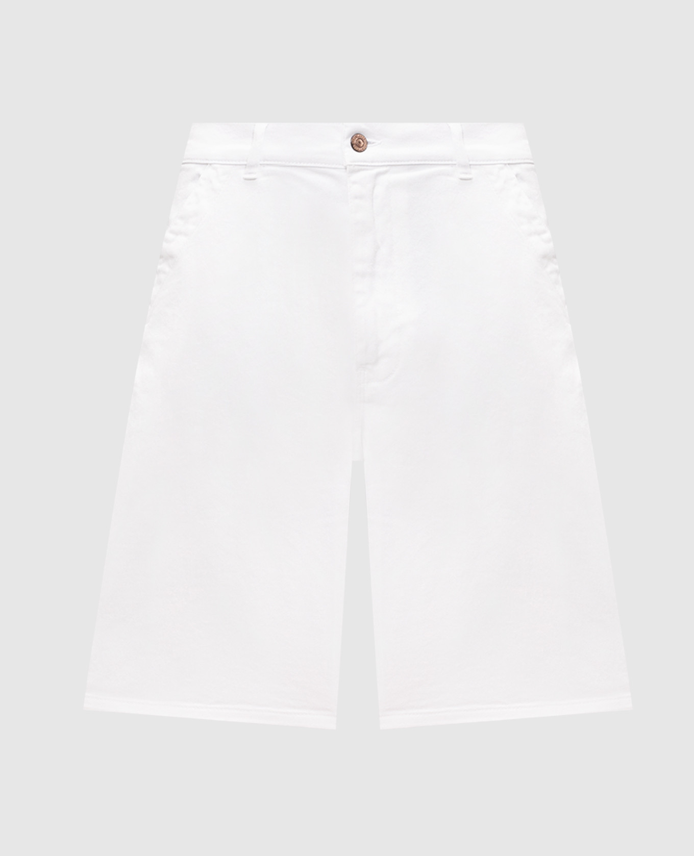 White denim shorts with logo patch