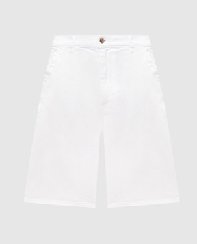 Officina 36 White denim shorts with logo patch 0272400000