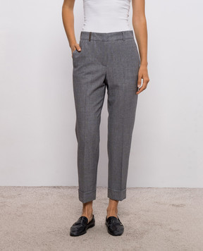 Peserico Gray wool patterned pants A04753D06413