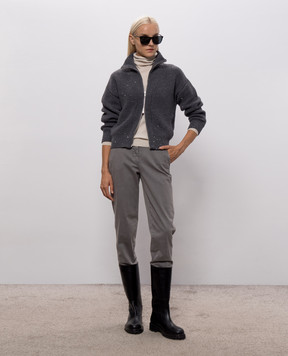 Peserico Gray wool cardigan with sequins A99234F0509336