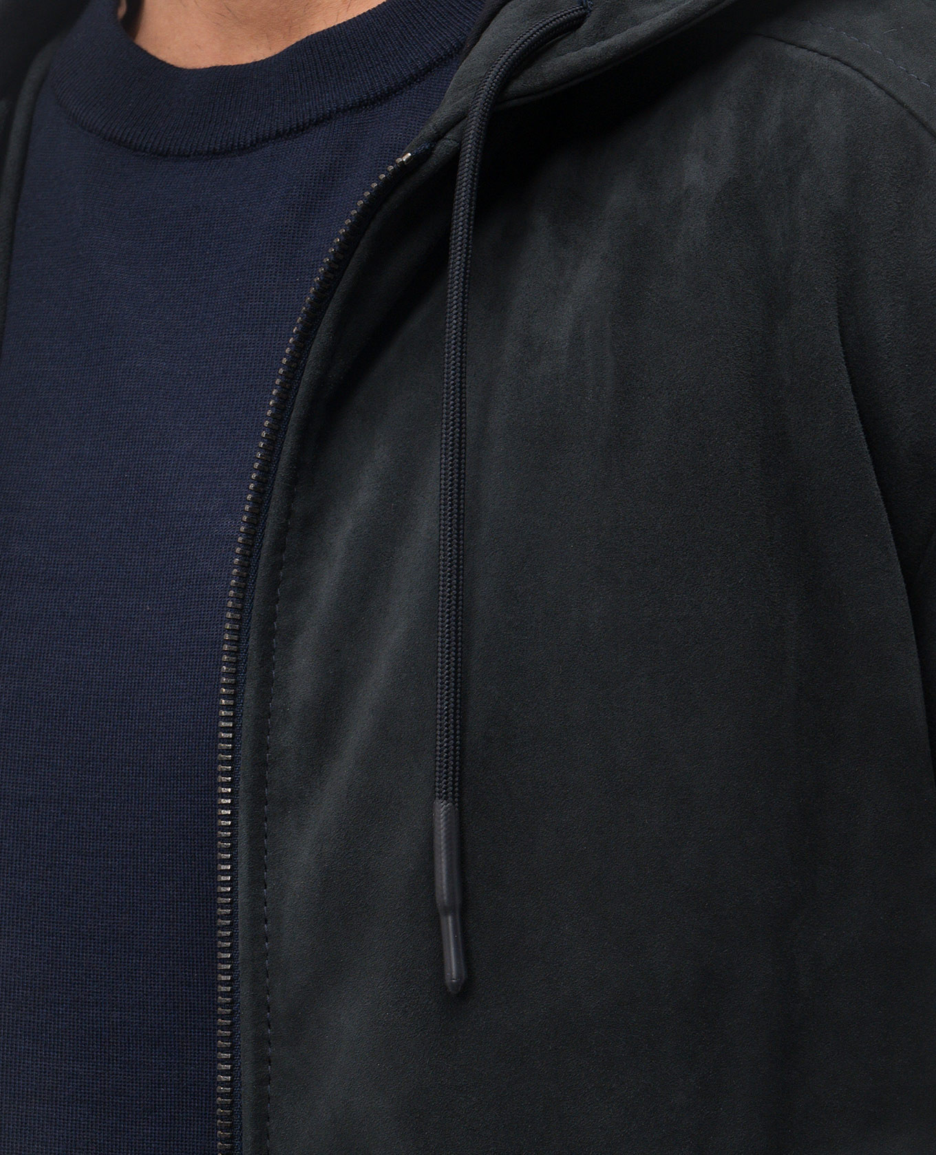 Blue suede jacket with hood Cashmere&Whiskey 5