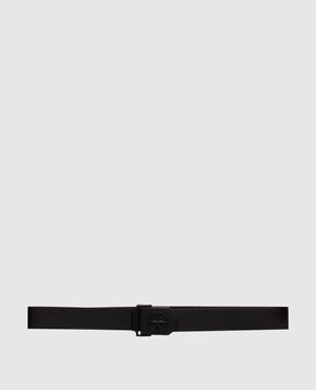 Stone Island Black woven belt with textured logo emblem L2S159300003S0071
