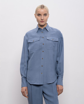 Brunello Cucinelli Blue shirt with linen MH126NE406