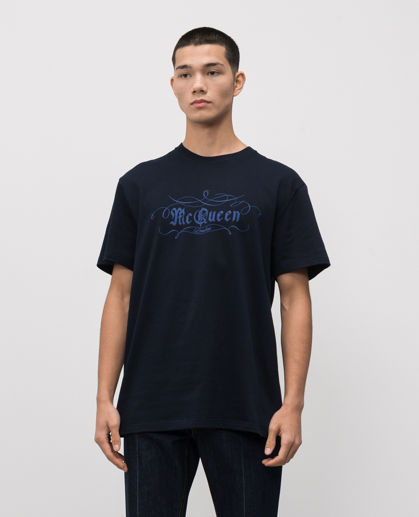 

Blue printed T-shirt Alexander McQueen, Navy blue
