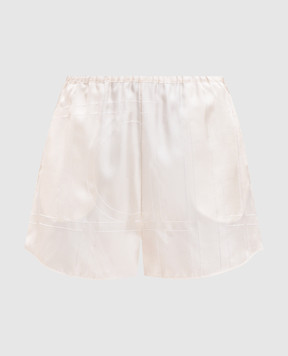 Toteme Beige silk shorts with monogram embroidery 263WRB0495FB0704