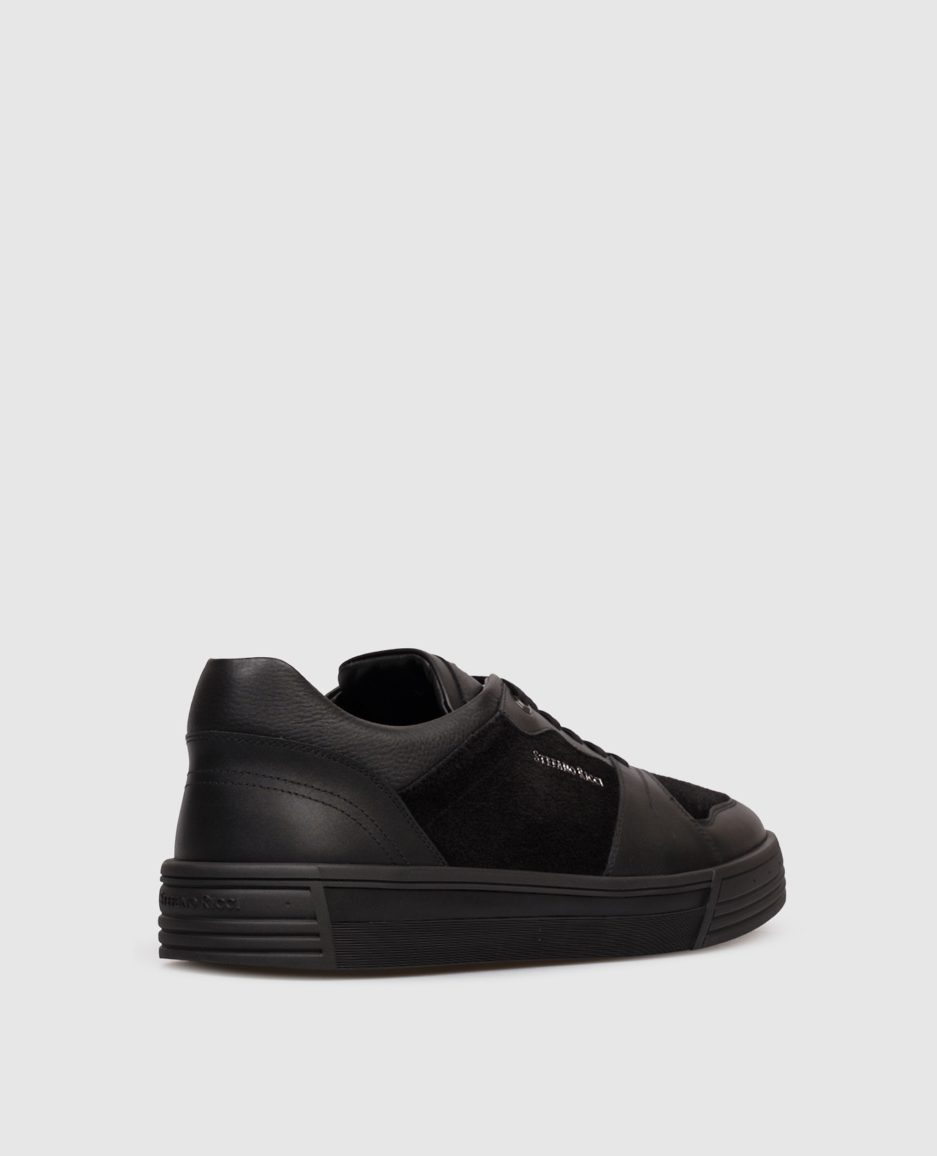 Black leather sneakers with textured logo Stefano Ricci 3