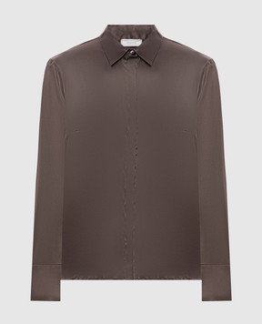 Peserico Dark brown silk blouse S0697102372