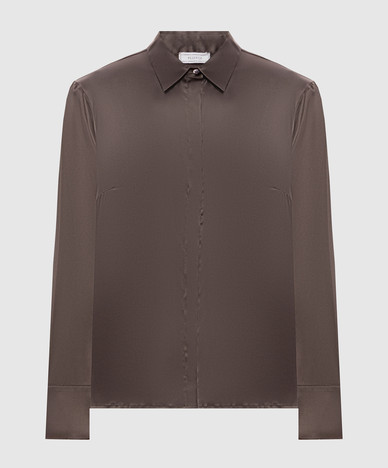 Dark brown silk blouse