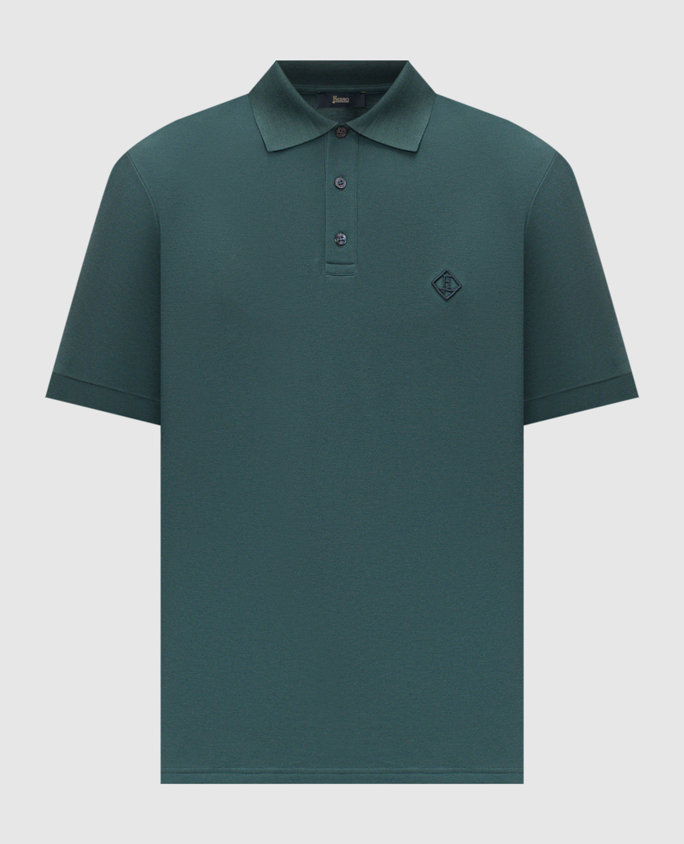 Green polo shirt with monogram embroidery Herno