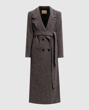 Momoni Elin brown double-breasted coat with wool and silk MOCO00950MO9136