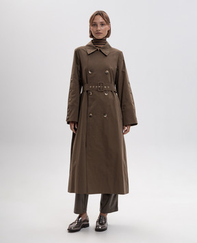 Twinset Khaki trench coat with metal logo 262TP270A