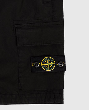 Stone Island Children's black shorts with logo patch L1S16L100003S000168