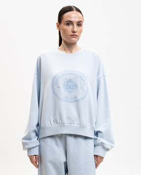 Dolce&Gabbana Blue sweatshirt with embroidery F9Q92ZGDDMO