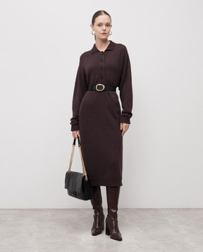 Twinset Brown midi dress with wool 252TF3020