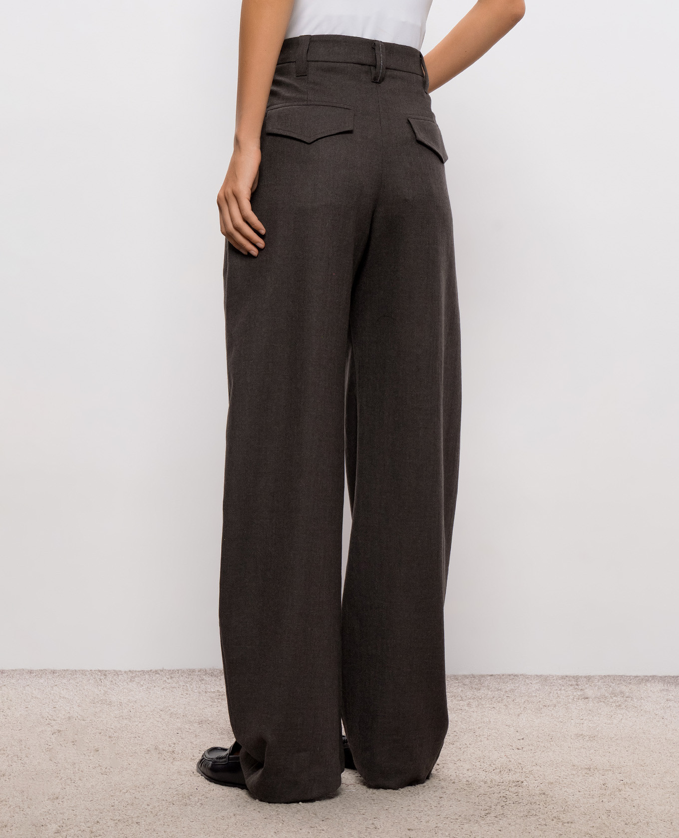 Dark brown high-rise pants Brunello Cucinelli 4