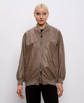 Simonetta Ravizza Petra brown leather long bomber jacket S06JA76L1