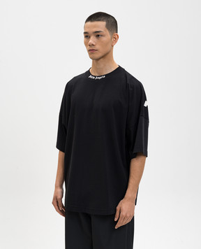 Palm Angels Black T-shirt with contrast logo PMAA10BS26JER001