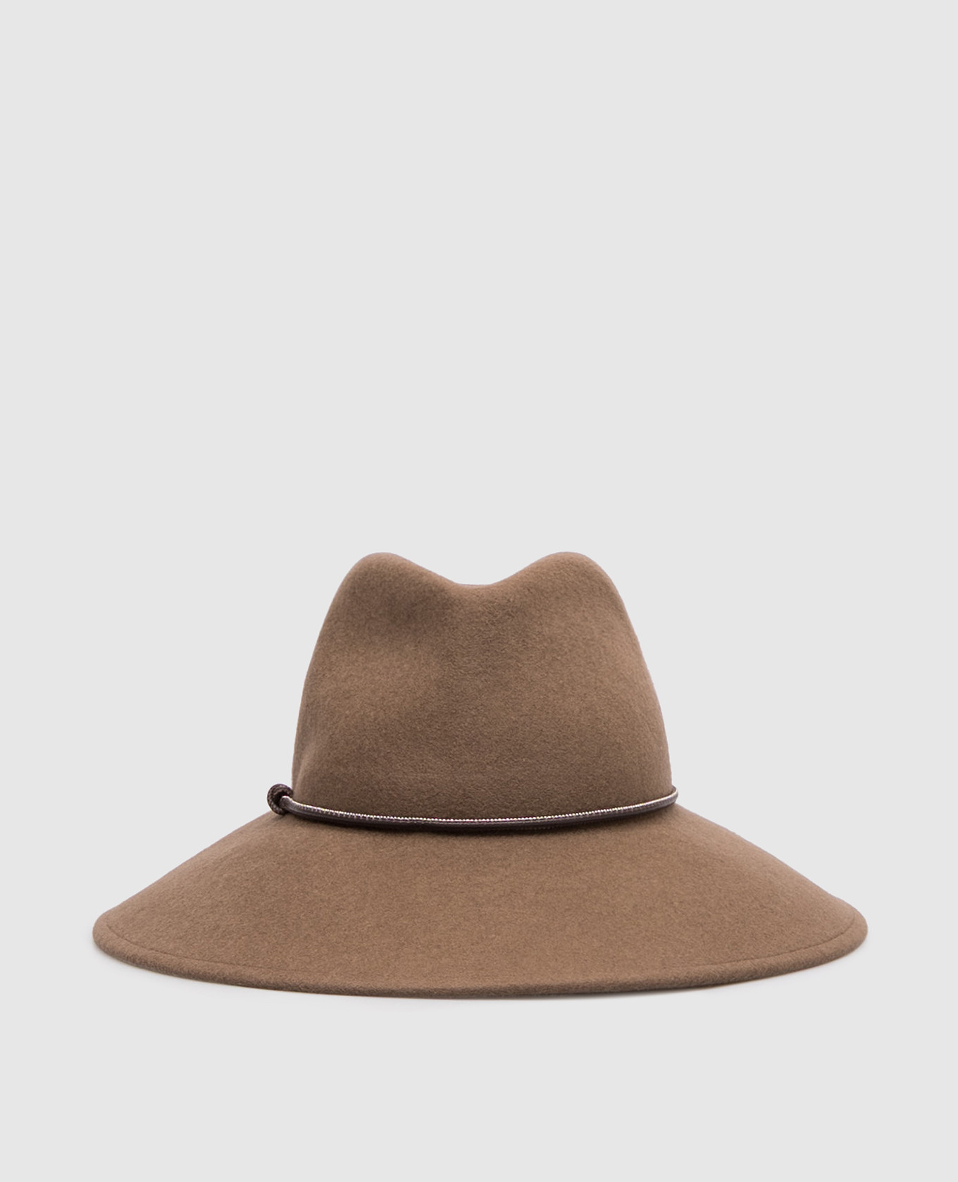 Brown wool hat with monil chain