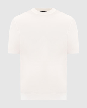 Stefano Ricci Ivory silk T-shirt with logo patch K616006G12F26102