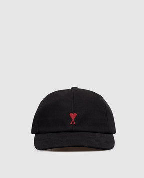 Ami Paris Black cap with embroidered emblem BFUCP006AW0041