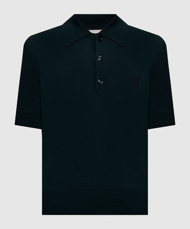 Green wool polo shirt