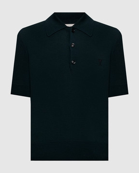 Ami Paris Green wool polo shirt FPL458KN0197