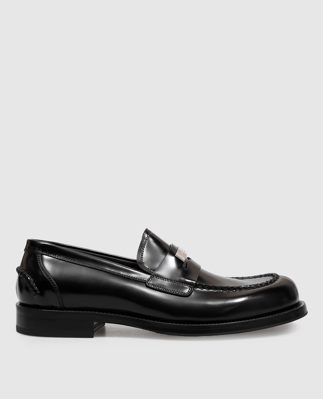 Black leather glossy loafers with monoframe Dolce&Gabbana