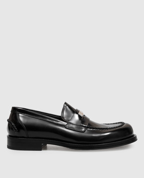Dolce&Gabbana Black leather glossy loafers with monoframe A30291A0780