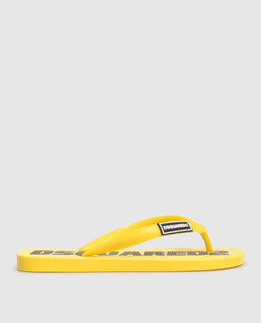 DSQUARED2 Children's yellow flip-flops with logo 827952634