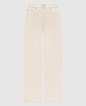 Loulou de Saison ASMAR beige jeans with logo patch ASMAR