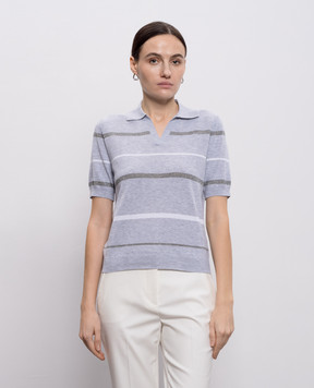 Peserico Gray striped polo shirt A99092F149173M