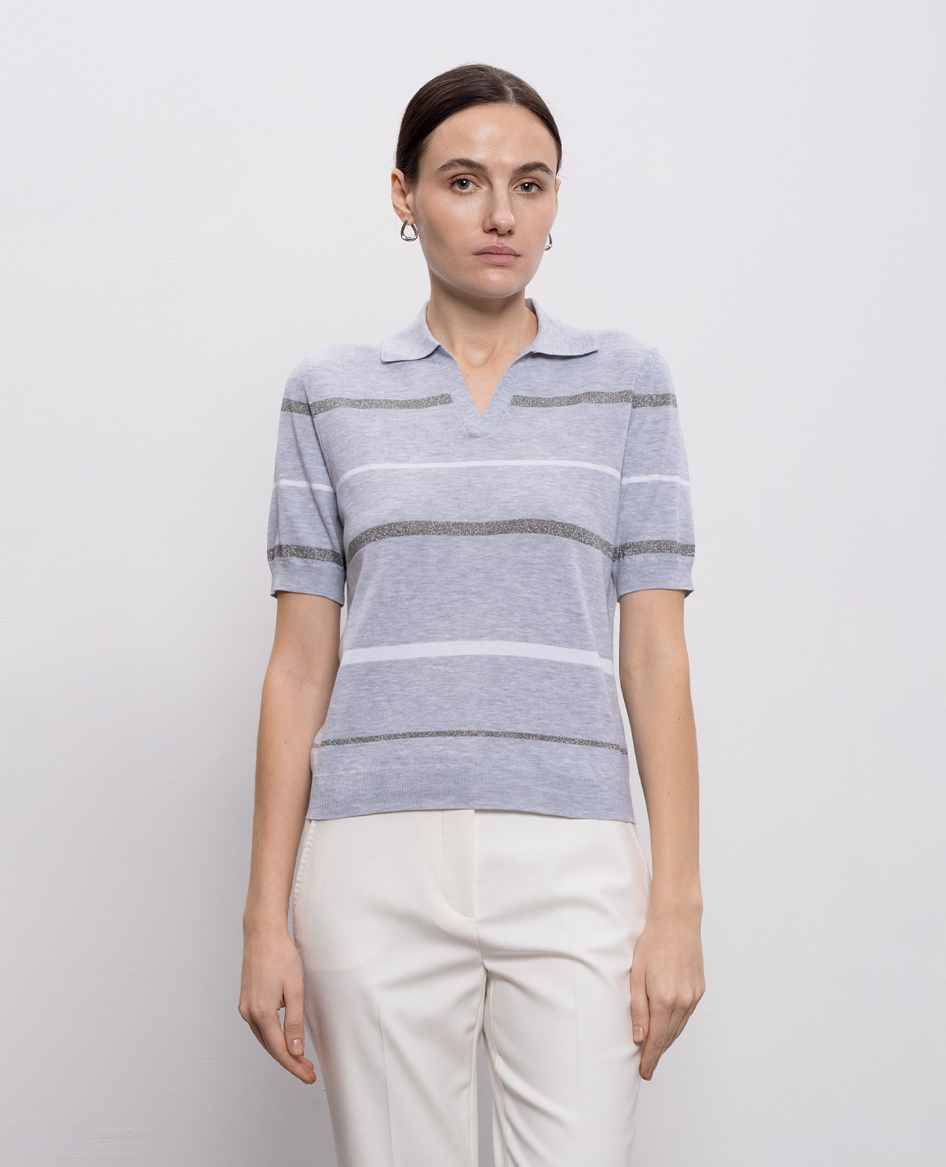 

Gray striped polo shirt Peserico, Grey