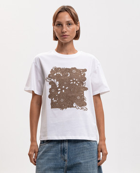 Twinset White T-shirt with floral patch 262TP2760