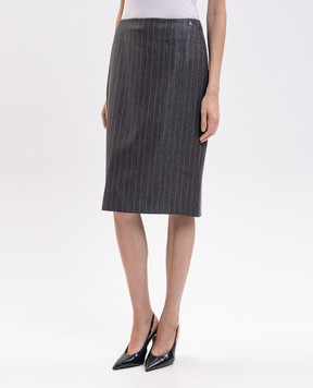 Twinset Gray striped skirt 262AP2434