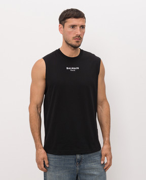 Balmain Black T-shirt with contrast embroidery HH1EC025BD10