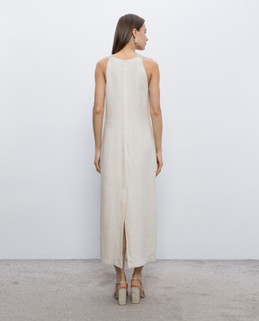 Peserico Beige linen midi dress E0226602600