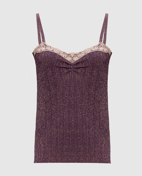 Valentino Purple ribbed top with lurex 8B0KM06QA8T