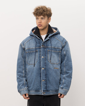 Off-White Blue denim jacket with a worn effect 44MYE09SF26D002