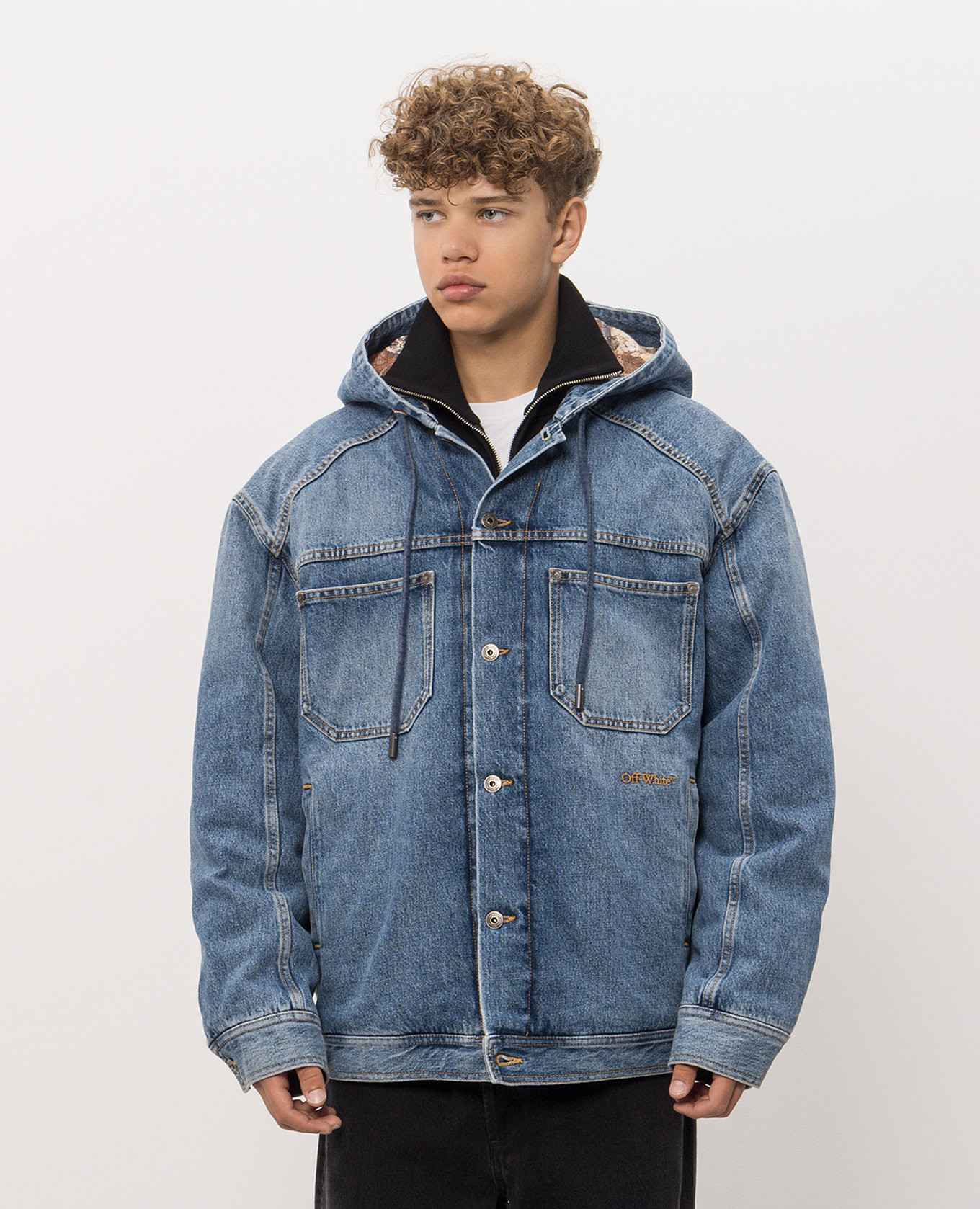Blue denim jacket with a worn effect Off-White 3
