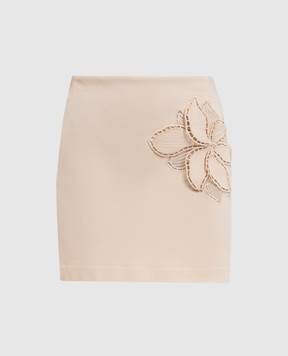 Twinset Beige mini skirt with floral applique 261TP2051