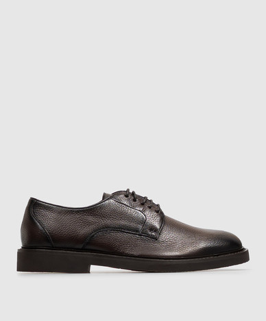 Scarpe derby in pelle marrone con effetto sfumato