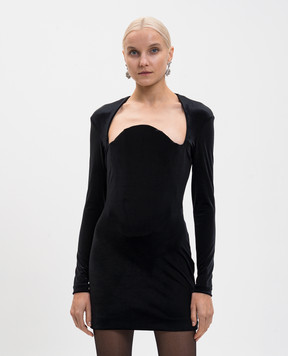 Thierry Mugler Black velvet mini dress 25F3RO17576025
