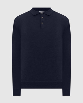 Pini Parma Blue merino wool polo shirt POLOMERBLU