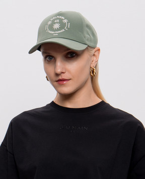 Balmain Green cap with a print GF0XA410CB24