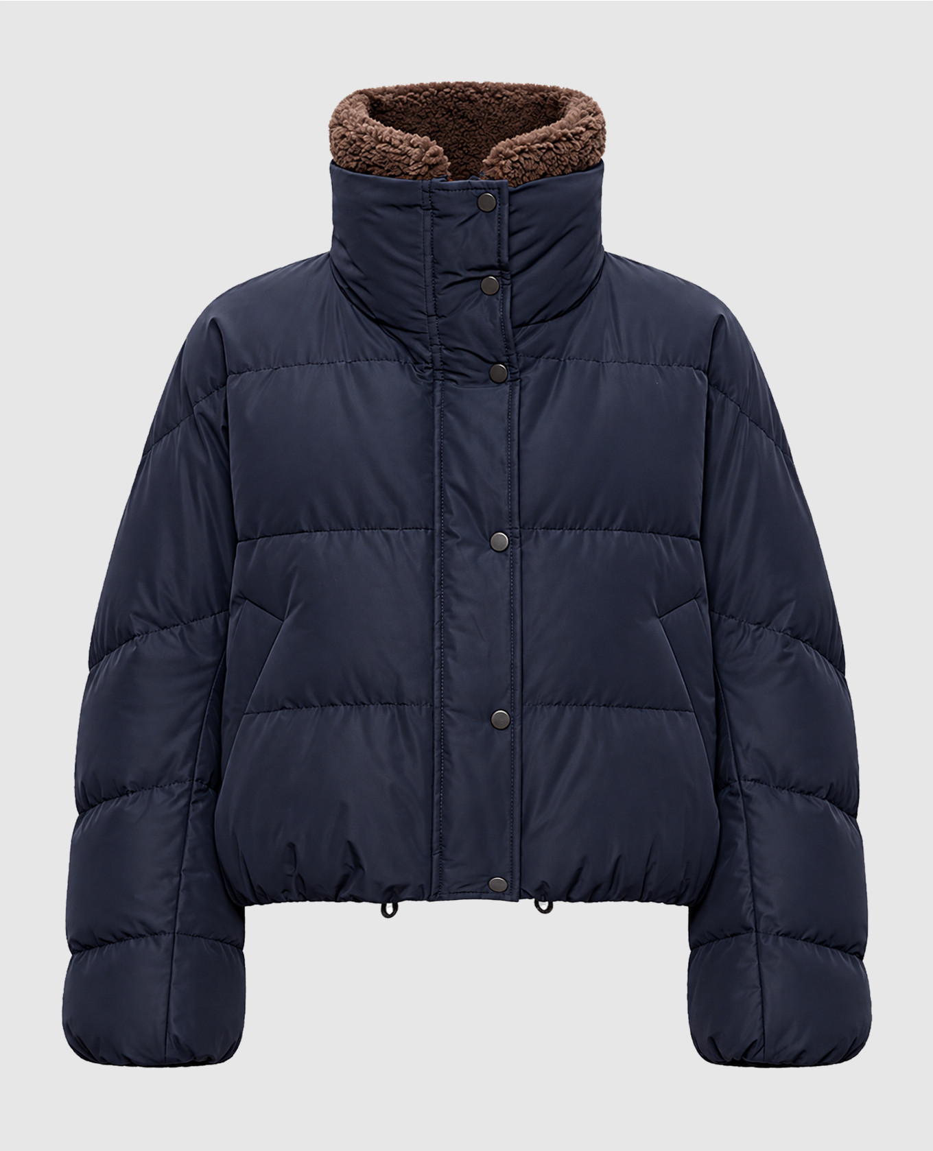 Blue down jacket with fur