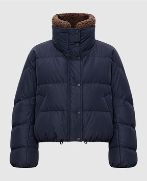 Brunello Cucinelli Blue down jacket with fur MH5257474