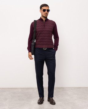 Stefano Ricci Burgundy wool, cashmere and silk polo KE04007L01E26364