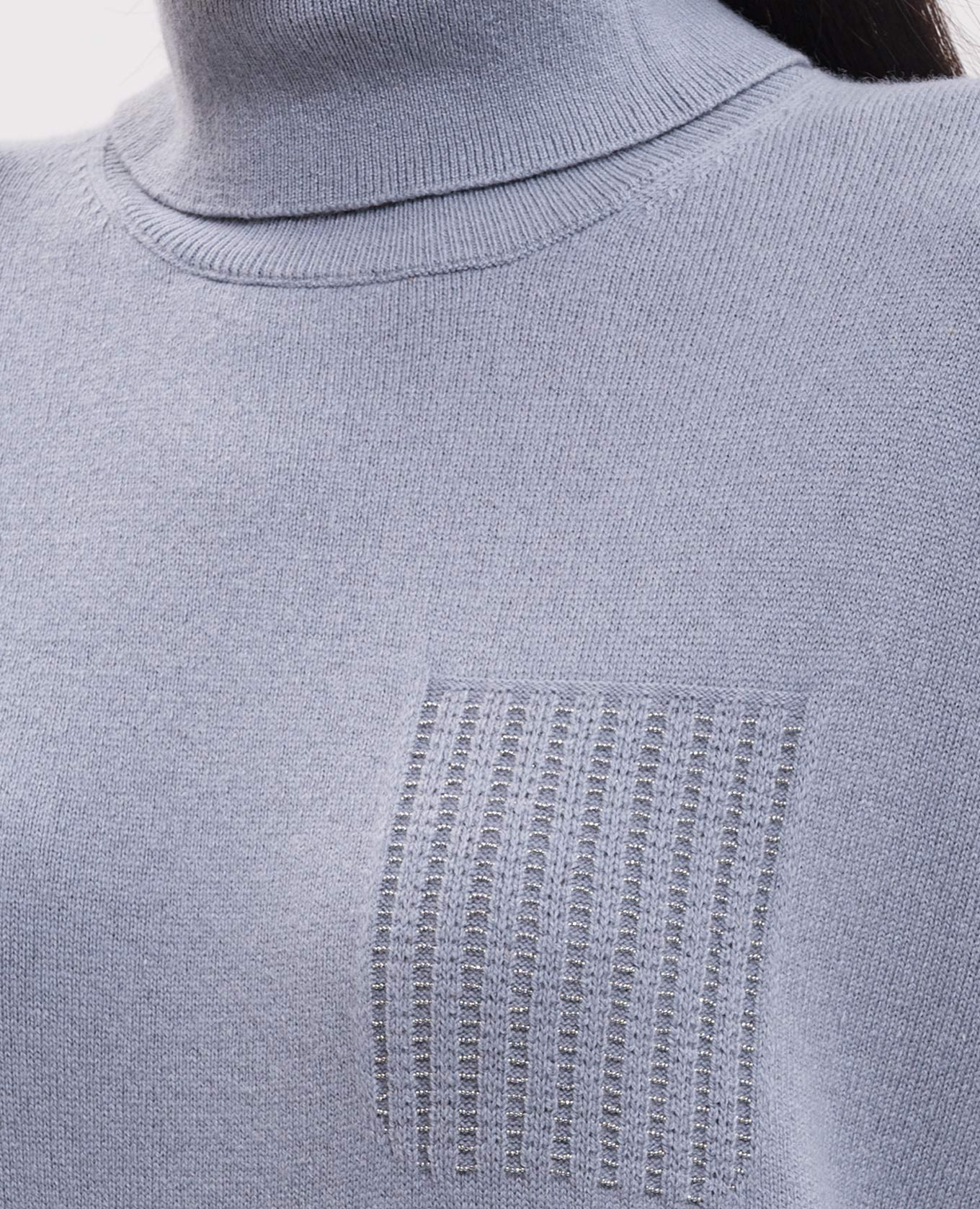 Blue wool, silk and cashmere turtleneck with monil chain Peserico 5