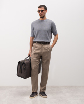 Brett Johnson Brown wool, silk and linen patterned trousers SS26P25LP326MOC