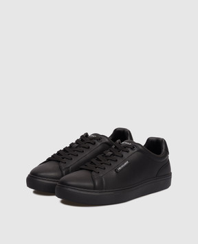 Trussardi Black leather sneakers with logo patch N029S001055NMNS01L71